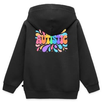 Rainbow Autistic Pride - Kids Premium Organic Zip-up Hoodie - black - Back - AI Model Kid Male (0cm)
