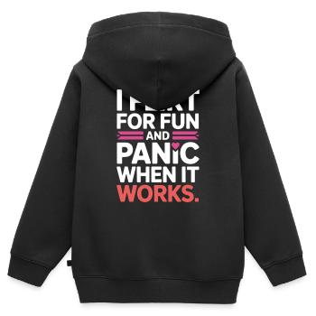 Je flirte pour le plaisir Panique quand ça marche Flirte célibataire - Sweat Premium à capuche zippé enfant bio - noir - Dos - AI Model Kid Male (0cm)