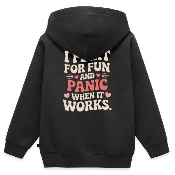 Je flirte pour le plaisir Panique quand ça marche Flirte célibataire - Sweat Premium à capuche zippé enfant bio - noir - Dos - AI Model Kid Male (0cm)