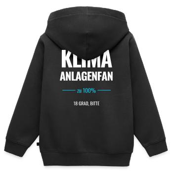 Klimaanlagenfan zu 100% 18 Grad bitte - Kinder Premium Organic Zip Hoodie - Schwarz - Hinten - AI Model Kid Male (0cm)