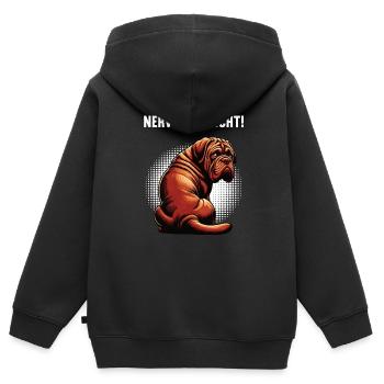 Nerv Mich Nicht Bordeaux Dogge Bordeauxs Bordeaux  - Kinder Premium Organic Zip Hoodie - Schwarz - Hinten - AI Model Kid Male (0cm)