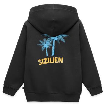 Sizilien als Palmen - Kinder Premium Organic Zip Hoodie - Schwarz - Hinten - AI Model Kid Male (0cm)
