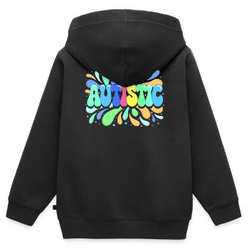Autisme Couleurs et Fierté - Sweat Premium à capuche zippé enfant bio - noir - Dos - AI Model Kid Male (0cm)