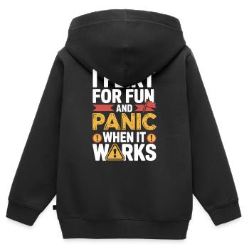 Je flirte pour le plaisir Panique quand ça marche Flirte célibataire - Sweat Premium à capuche zippé enfant bio - noir - Dos - AI Model Kid Male (0cm)