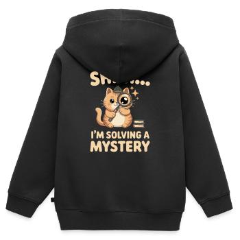 Katzen Thriller Bücher Leser Mystery Bücherwurm - Kinder Premium Organic Zip Hoodie - Schwarz - Hinten - AI Model Kid Male (0cm)