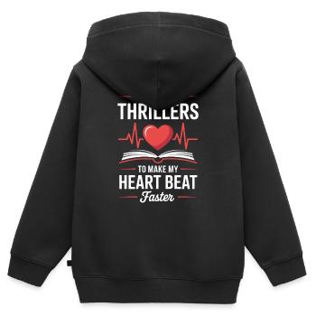 Lecteur de thrillers Livres policiers Romans policiers - Sweat Premium à capuche zippé enfant bio - noir - Dos - AI Model Kid Male (0cm)