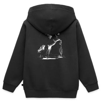 Rearing White Stallion at Candle - Kids Premium Organic Zip-up Hoodie - black - Back - AI Model Kid Male (0cm)