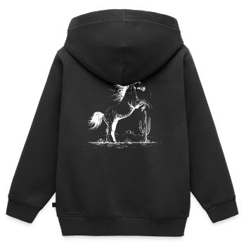 Desert Stallion Circle - Kinder Premium Organic Zip Hoodie - Schwarz - Hinten - AI Model Kid Male (0cm)