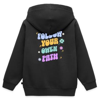Folgen Sie Ihrem Weg – Pastell-Retro-Typografie - Kinder Premium Organic Zip Hoodie - Schwarz - Hinten - AI Model Kid Male (0cm)