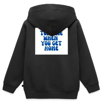 Schreib mir, wenn du zu Hause bist - Kinder Premium Organic Zip Hoodie - Schwarz - Hinten - AI Model Kid Male (0cm)