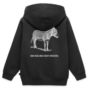 Man muss mich nicht verstehen. - Kinder Premium Organic Zip Hoodie - Schwarz - Hinten - AI Model Kid Male (0cm)