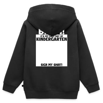 Frère, dernier jour de la maternelle - Sweat Premium à capuche zippé enfant bio - noir - Dos - AI Model Kid Male (0cm)