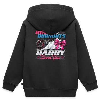 Verbeugungen oder Burnouts, Papa liebt dich - Kinder Premium Organic Zip Hoodie - Schwarz - Hinten - AI Model Kid Male (0cm)