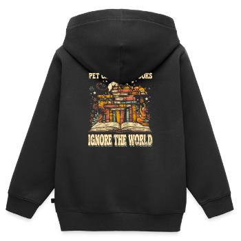 Pet Cats Read Books Ignore The World Cat Book - Kids Premium Organic Zip-up Hoodie - black - Back - AI Model Kid Male (0cm)