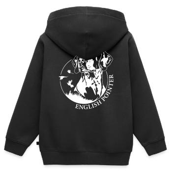 English Pointer Portrait Hunde Jagdhunde Jagdhund  - Kinder Premium Organic Zip Hoodie - Schwarz - Hinten - AI Model Kid Male (0cm)