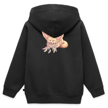 Renard rêveur avec un attrape-rêves - Sweat Premium à capuche zippé enfant bio - noir - Dos - AI Model Kid Male (0cm)
