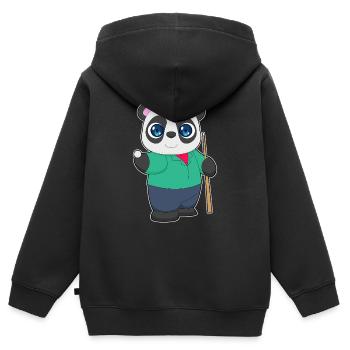 Panda Billiard Cue - Sweat Premium à capuche zippé enfant bio - noir - Dos - AI Model Kid Male (0cm)