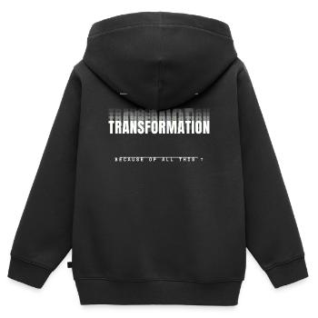 Échec de transformation - Sweat Premium à capuche zippé enfant bio - noir - Dos - AI Model Kid Male (0cm)