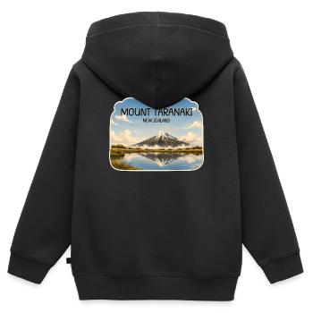 Mont Taranaki, Nouvelle-Zélande - Sweat Premium à capuche zippé enfant bio - noir - Dos - AI Model Kid Male (0cm)