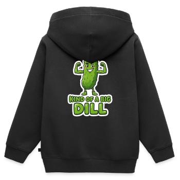 Dill Muscle Hero – Wordplay Pickle, un peu un gros - Sweat Premium à capuche zippé enfant bio - noir - Dos - AI Model Kid Male (0cm)
