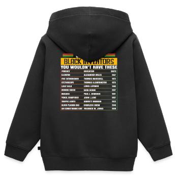 Without Black inventors, we wouldn't have - Kids Premium Organic Zip-up Hoodie - black - Back - AI Model Kid Male (0cm)
