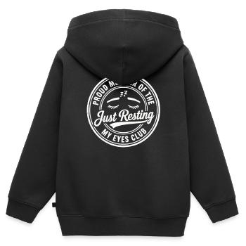 Sleep Club : Dictons, blagues, jeux de mots, - Sweat Premium à capuche zippé enfant bio - noir - Dos - AI Model Kid Male (0cm)