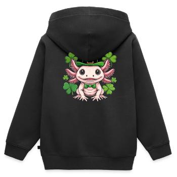 Axolotl im Leprechaun-Hut - Kinder Premium Organic Zip Hoodie - Schwarz - Hinten - AI Model Kid Male (0cm)