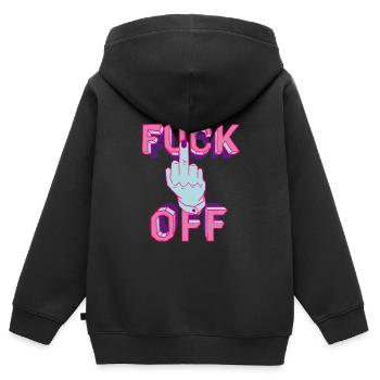 F-Wort Neon-Hand-Grafik - Kinder Premium Organic Zip Hoodie - Schwarz - Hinten - AI Model Kid Male (0cm)