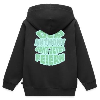 Cadeau pour Anthony - Sweat Premium à capuche zippé enfant bio - noir - Dos - AI Model Kid Male (0cm)