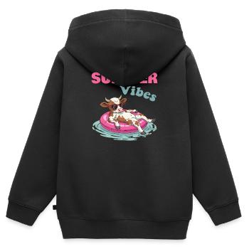 Summer Vibes Cow on a Wheel - Kids Premium Organic Zip-up Hoodie - black - Back - AI Model Kid Male (0cm)