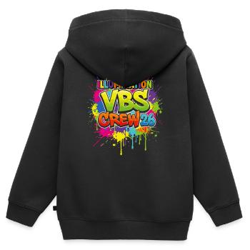 École biblique Illumination VBS Crew 26 - Sweat Premium à capuche zippé enfant bio - noir - Dos - AI Model Kid Male (0cm)