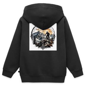 Nordic Mountain Bike Sun Trail - Kids Premium Organic Zip-up Hoodie - black - Back - AI Model Kid Male (0cm)