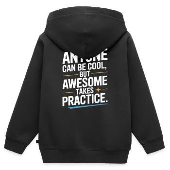 N’importe qui peut être cool, nerd, gamer génial, ironie - Sweat Premium à capuche zippé enfant bio - noir - Dos - AI Model Kid Male (0cm)