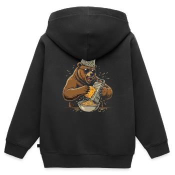 Bear with cheese grater pasta - Kids Premium Organic Zip-up Hoodie - black - Back - AI Model Kid Male (0cm)