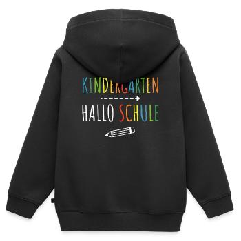 Mach’s gut Kindergarten Hallo Schule  - Kinder Premium Organic Zip Hoodie - Schwarz - Hinten - AI Model Kid Male (0cm)