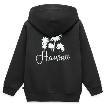 Palmiers hawaïens - Sweat Premium à capuche zippé enfant bio - noir - Dos - AI Model Kid Male (0cm)