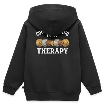Coin collecting is my therapy. - Kids Premium Organic Zip-up Hoodie - black - Back - AI Model Kid Male (0cm)
