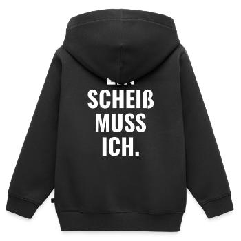 Ein Scheiß Muss Ich - Kinder Premium Organic Zip Hoodie - Schwarz - Hinten - AI Model Kid Male (0cm)
