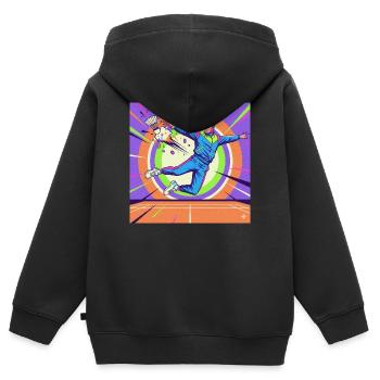 Néon Pop Tennis Star Style Rétro - Sweat Premium à capuche zippé enfant bio - noir - Dos - AI Model Kid Male (0cm)