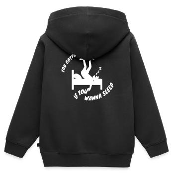 Citation ironique de sommeil : silhouette blanche design graphique - Sweat Premium à capuche zippé enfant bio - noir - Dos - AI Model Kid Male (0cm)