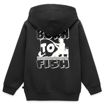 Né dans une silhouette de poisson - Sweat Premium à capuche zippé enfant bio - noir - Dos - AI Model Kid Male (0cm)
