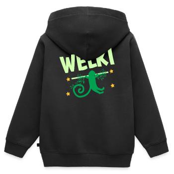 Welki the Monkey - Kids Premium Organic Zip-up Hoodie - black - Back - AI Model Kid Male (0cm)
