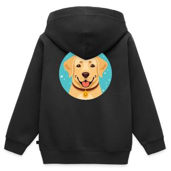 Labrador (portrait comique) - Sweat Premium à capuche zippé enfant bio - noir - Dos - AI Model Kid Male (0cm)