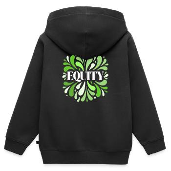 Equity Green Circular Elegance - Kids Premium Organic Zip-up Hoodie - black - Back - AI Model Kid Male (0cm)