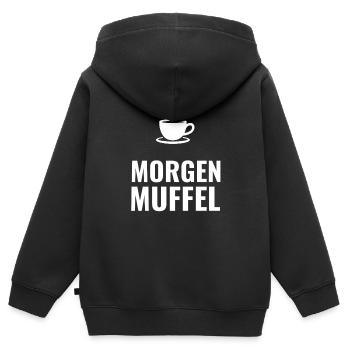 Morgenmuffel – Schlichtes Statement - Kinder Premium Organic Zip Hoodie - Schwarz - Hinten - AI Model Kid Male (0cm)