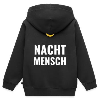 Nachtmensch – Schlichtes Statement - Kinder Premium Organic Zip Hoodie - Schwarz - Hinten - AI Model Kid Male (0cm)