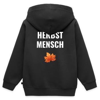 Herbstmensch – Schlichtes Statement - Kinder Premium Organic Zip Hoodie - Schwarz - Hinten - AI Model Kid Male (0cm)