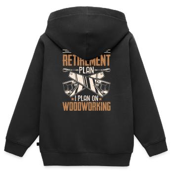 Retirement Plan Holzwerken - Kids Premium Organic Zip-up Hoodie - black - Back - AI Model Kid Male (0cm)