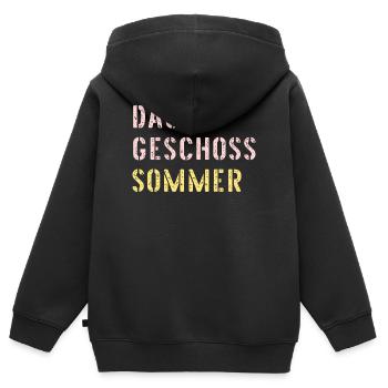 Dachgeschoss Sommer Hitze - Kinder Premium Organic Zip Hoodie - Schwarz - Hinten - AI Model Kid Male (0cm)