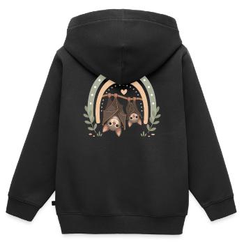 Bat Mom & Baby – Cute Boho Bat - Kids Premium Organic Zip-up Hoodie - black - Back - AI Model Kid Male (0cm)